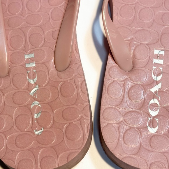 Coach Pink Logo-Embossed Flip Flop Sandals - Picture 6 of 10